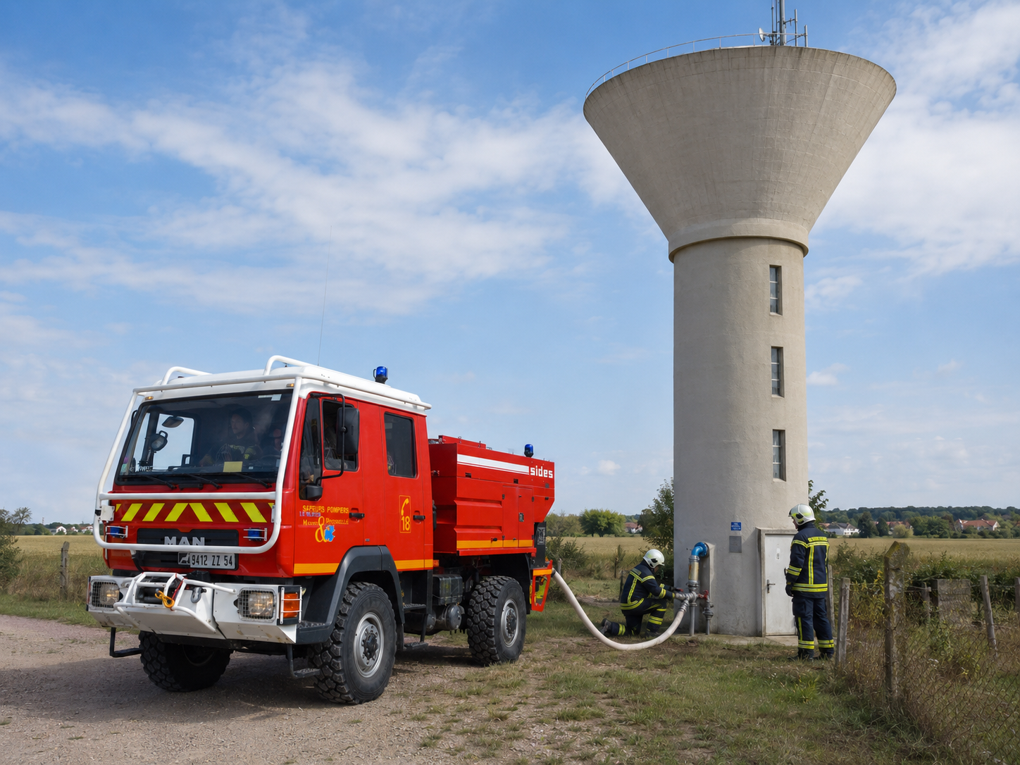 Illustration d’une forte pression d’eau dans un contexte de protection incendie.